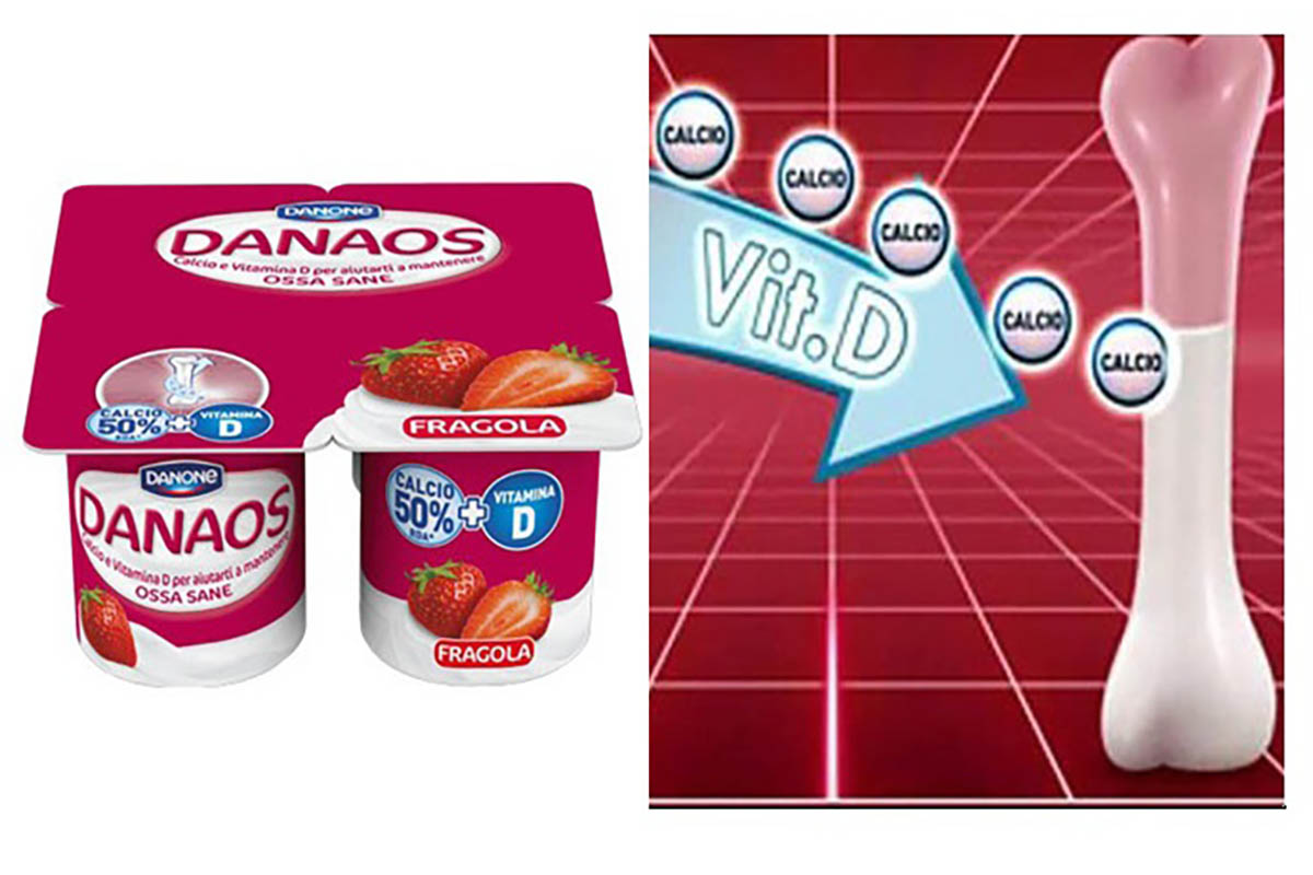 danaos danone pubblicità 2012 stefania sandrelli ossa calcio multa