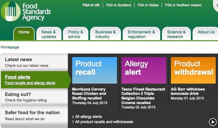 fsa allert allerta uk