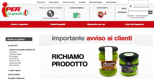 iper richiamo pesto