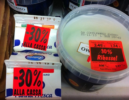 Prodotti in scadenza ribasso offerta mozzarella