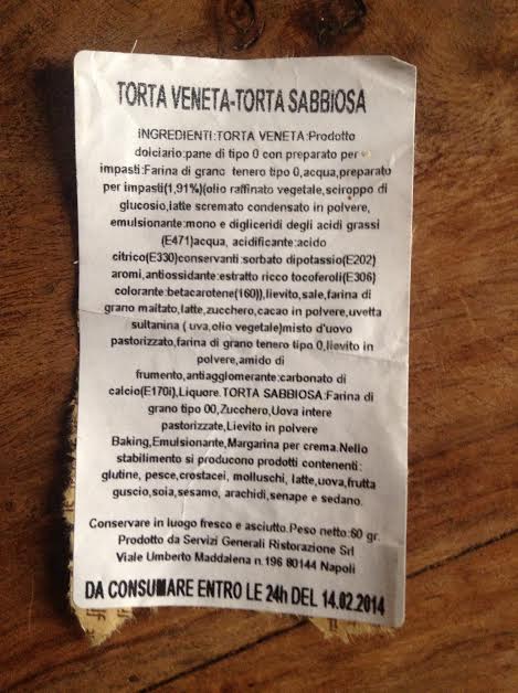 etichetta torta frecciarossa Trenitalia