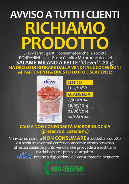 Ritiro salame Clever listeria 4139915