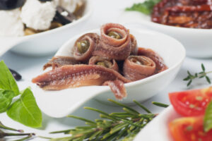Anchovy rolls served as appetizer