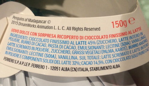 ingredienti etichetta kinder ferrero pasqua