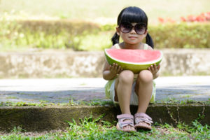 Child with watermelon