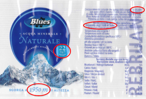 etichetta blues minimamente mineralizzata eurospin