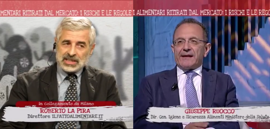 Roberto La Pira e Giuseppe Roucco del Ministero della Salute a Attenti al Lupo, TV2000, su allerta alimentare