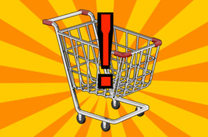 Carrello della spesa con punto esclamativo