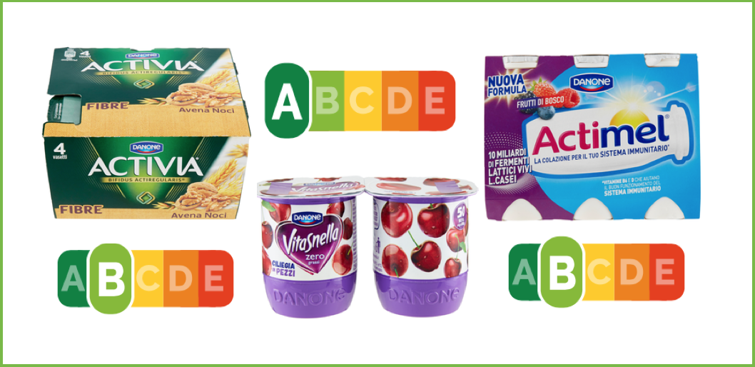 nutri-score danone activia actimel vitasnella etichette a semaforo