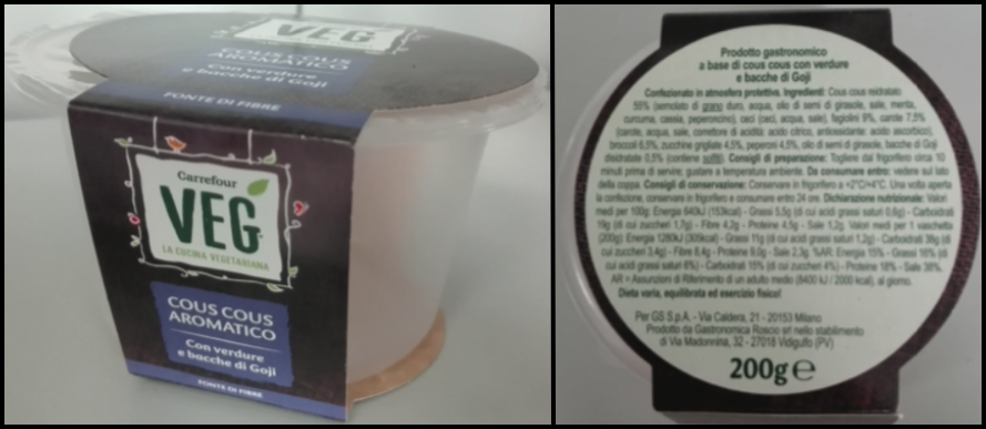 carrefour veg cous cous etichetta