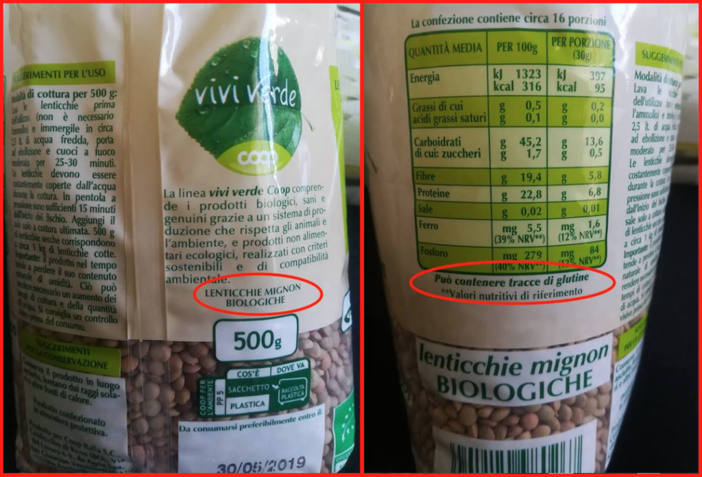 lenticchie vivi verde coop 2018 etichetta