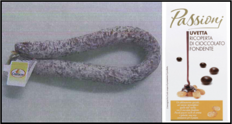 richiamo salsiccia stagionata uvetta ricoperta