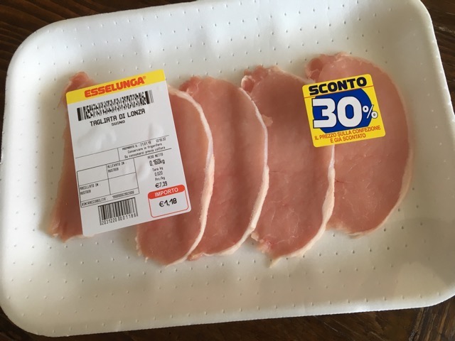 lettera packaging plastica esselunga lonza maiale vaschetta