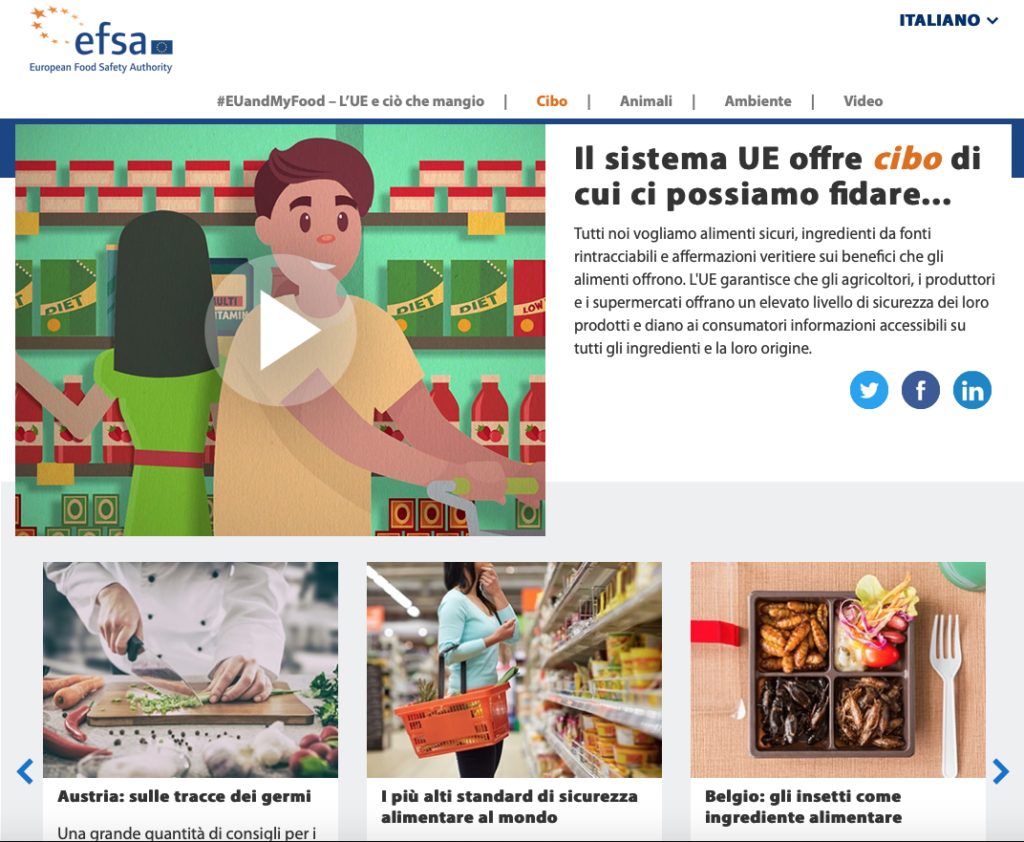 sito efsa euandmyfood area cibo