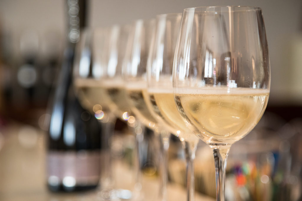 Glasses with prosecco in the bar