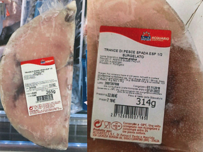 richiamo pesce spada trance surgelato acquario