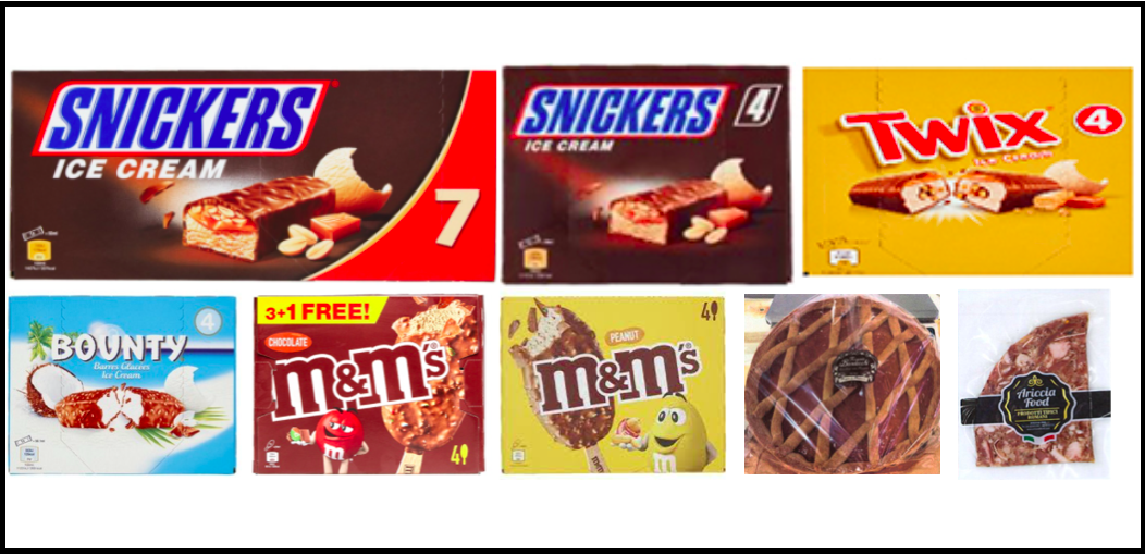 mars gelati snickers twix bounty m&m's crostata coppa