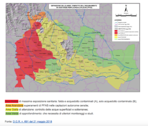 pfas, mappa contaminazione in Veneto