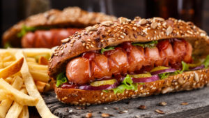 Barbecue grilled hot dog