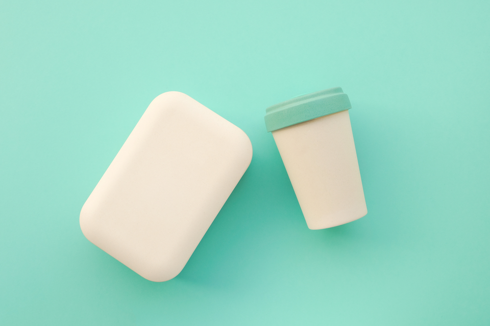 bambù, tazza e contenitore per alimenti