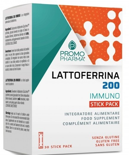 integratore, confezione di Lattoferrina 200 Immuno stick pack di Promo Pharma