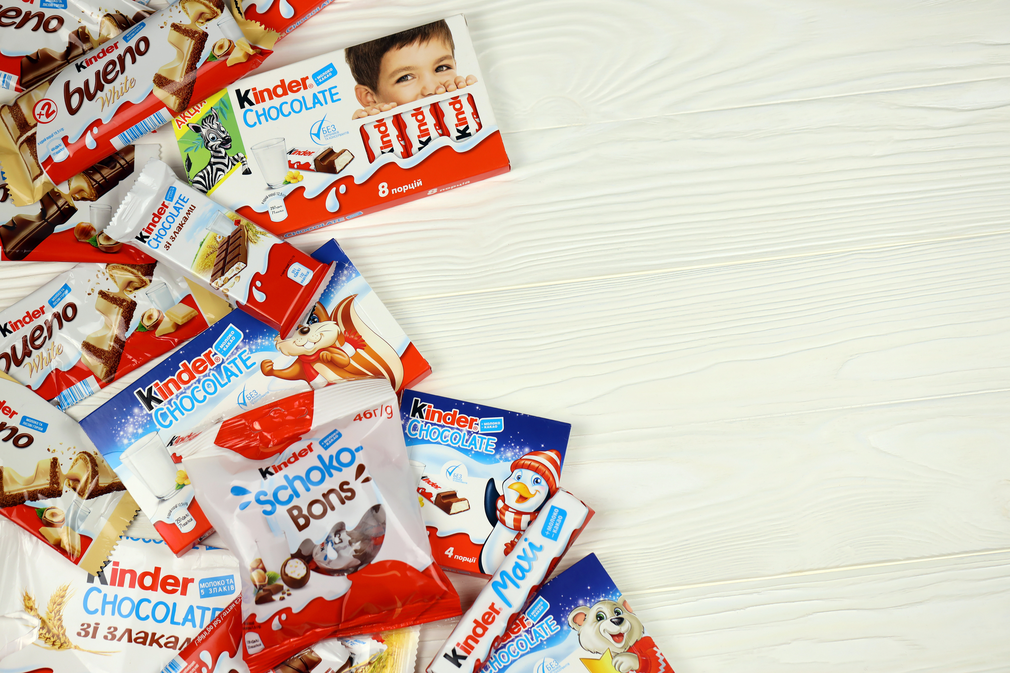 Assortimento di prodotti kinder ferrero