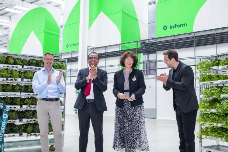 Vertical farm di Infarm a Bedford. Coltivazione idroponica 400 volte più efficienti di quella in campo. inaugurazione