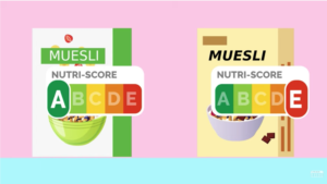 confronto tra due tipi di Muesli con etichetta nutrizionale Nutri-score