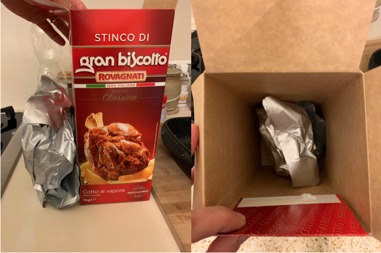 over-packaging gran biscotto rovinati stinco