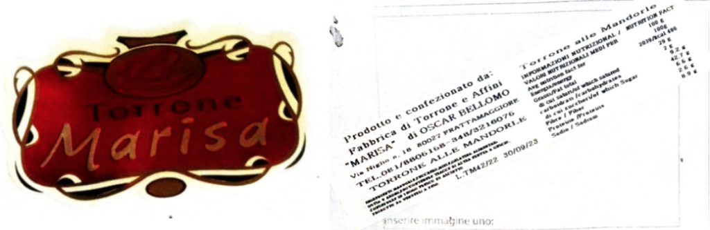 Torrone marisa etichetta