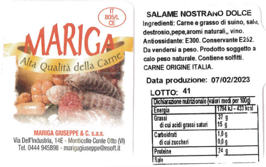 salame nostrano dolce Mariga