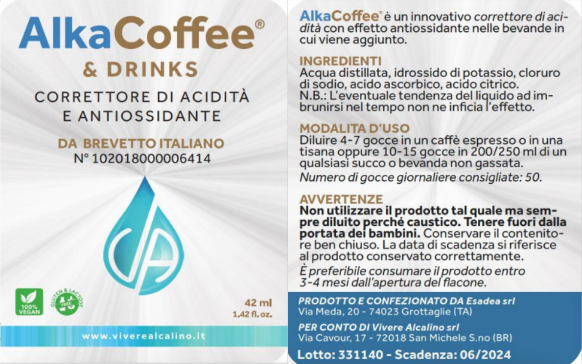 AlkaCoffee Vivere Alcalino dieta alcalina richiamo 13.12.2023