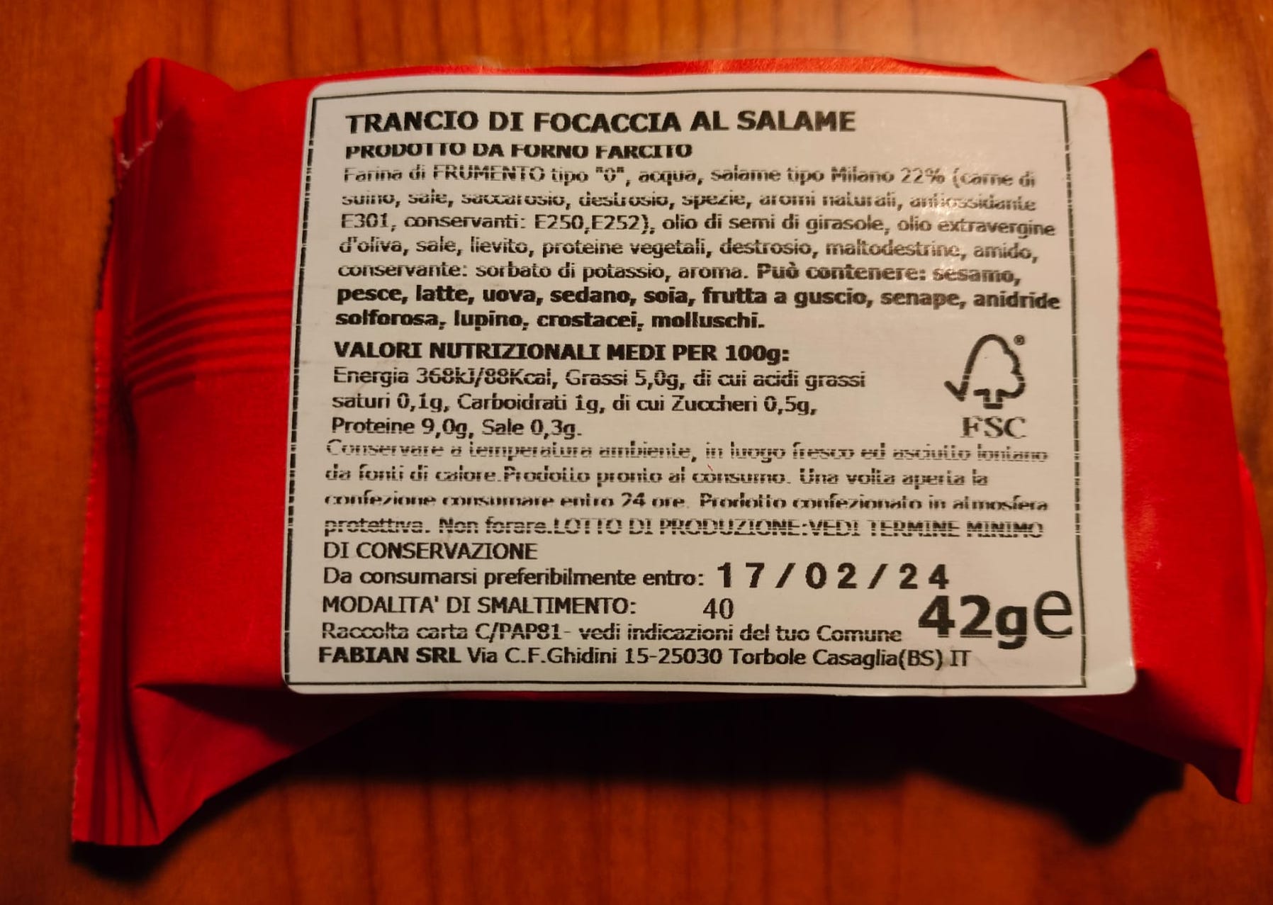 Trenitalia box 2024 frecciarossa focaccia salame