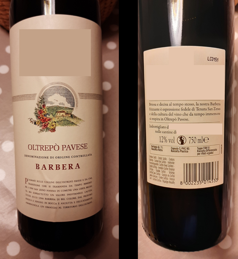 Vino Barbera DOC etichetta