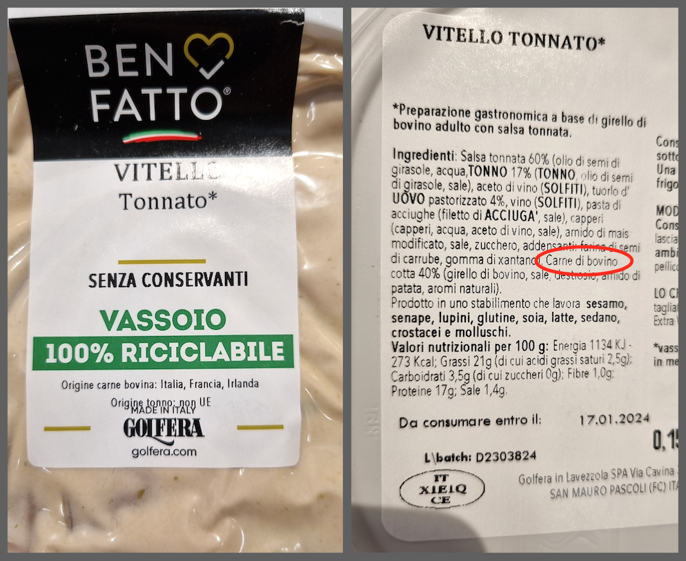 vitello tonnato vitel tonne ben fatto golfera 2024 bovino