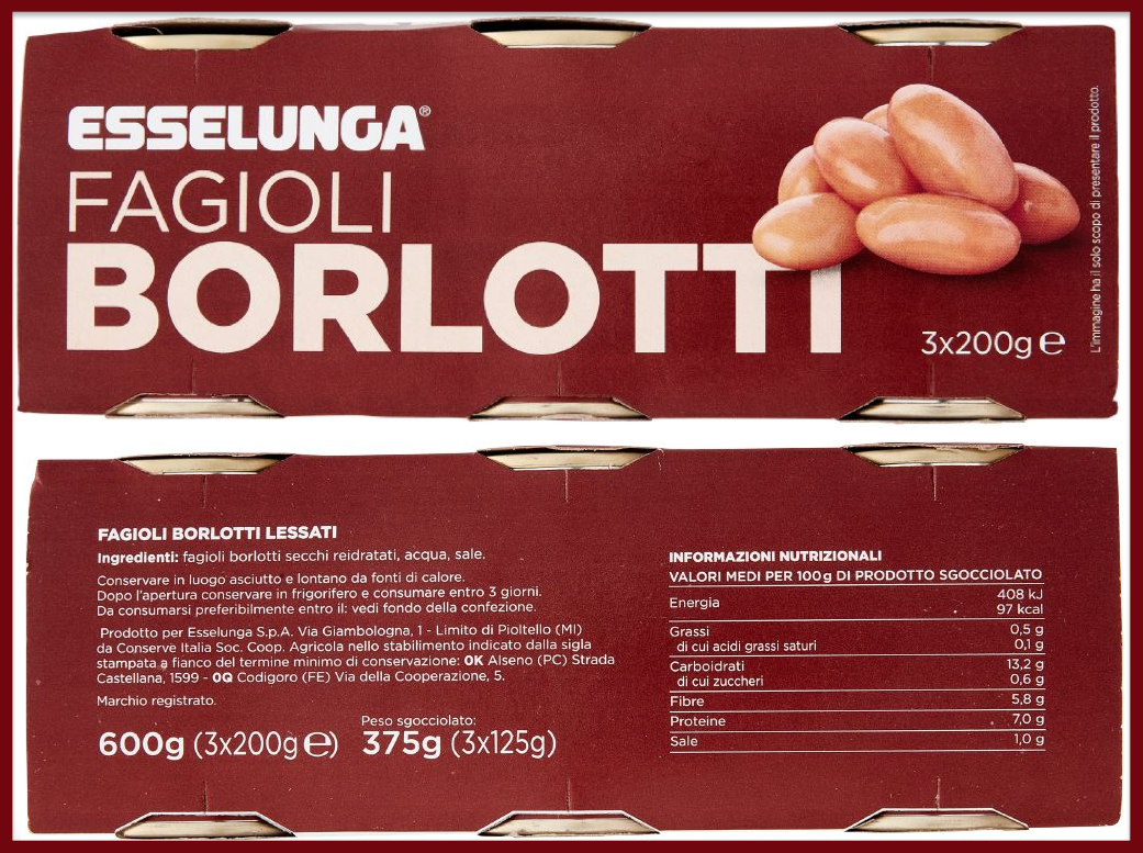 Fagioli borlotti Esselunga 2025