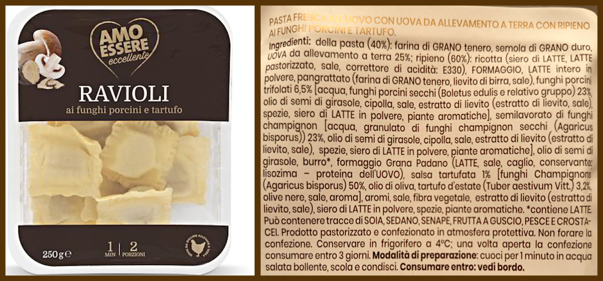 amo essere eccellente ravioli ai funghi porcini e tartufo ingredienti