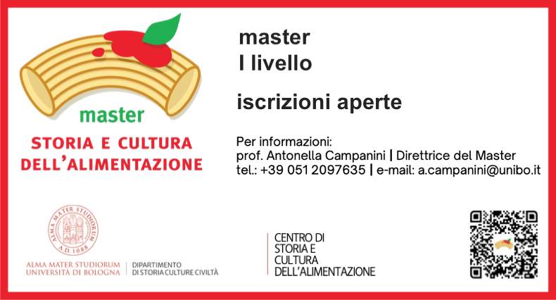 master storia e cultura dell alimentazione 2025 2026
