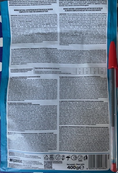 Monge etichetta pet food croccantini gatto piccolo