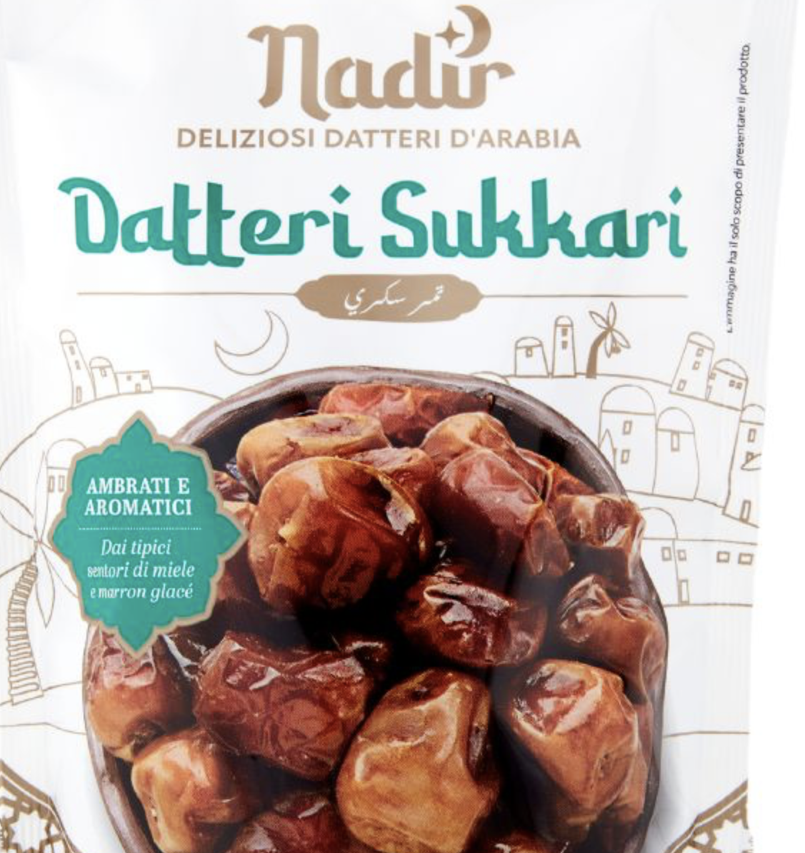 Datteri dell'Arabia Saudita che indicano in modo chiaro la provenienza 