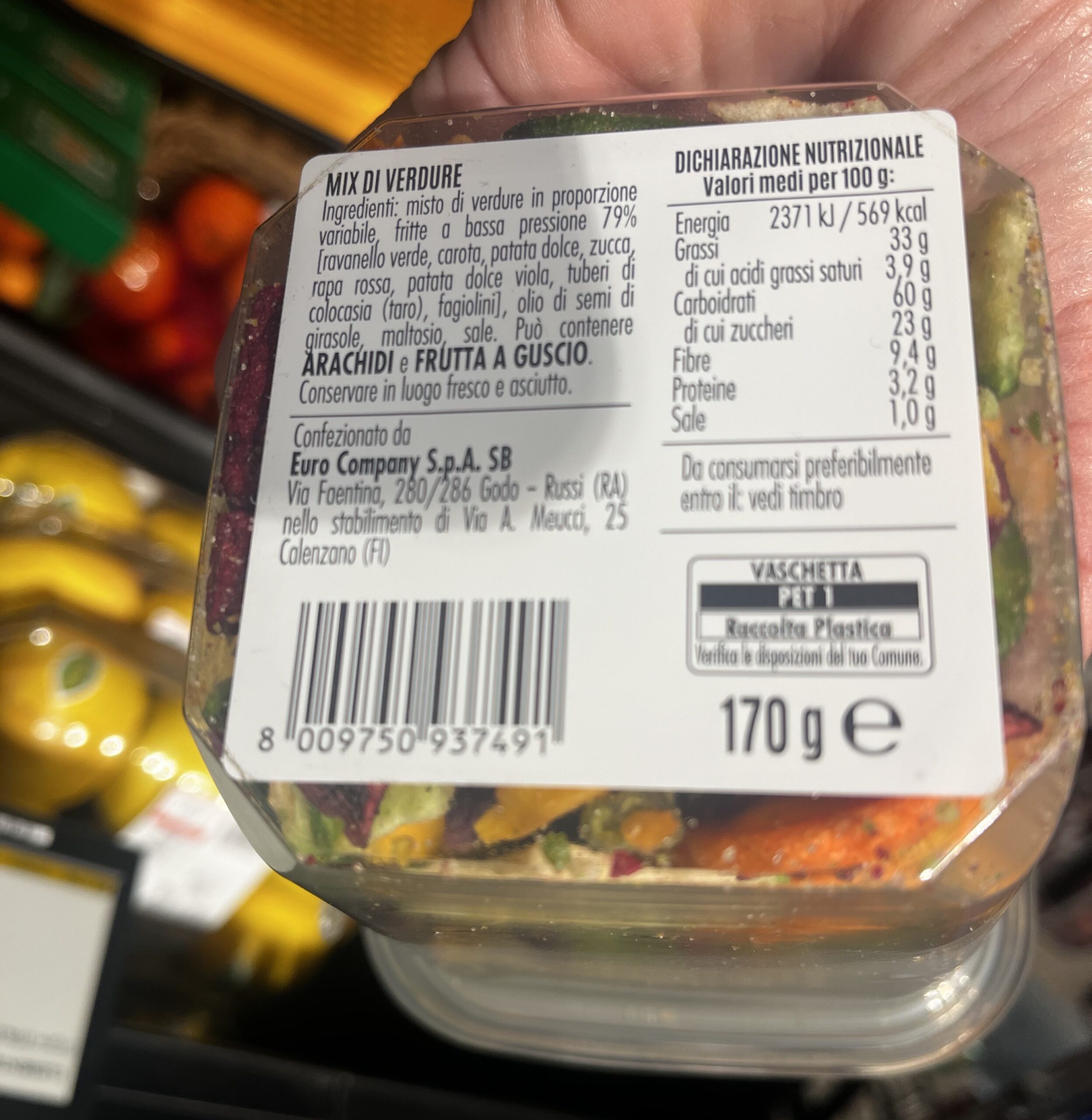 chips di verdure mix di verdure esselunga euro company spa 2025 confezione