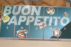 L'ingresso della mensa del Villaggio Olimpico di Milano, Olimpiadi Milano Cortina 2026 - Reuters