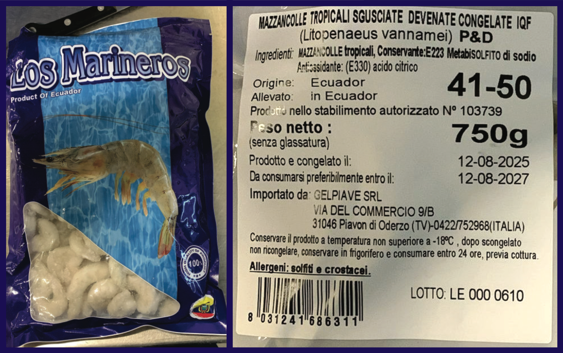 mazzancolle a marchio Los Marineros richiamo 12.02.2026 ministero della salute